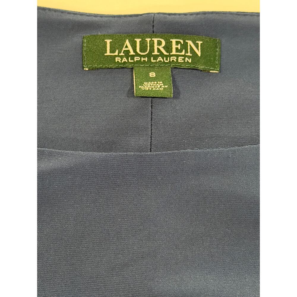 ✨Lauren Ralph Lauren Teal Ruched Sheath Dress 8 Wedding Guest Statement Sleeve ✨ - Picture 5 of 7